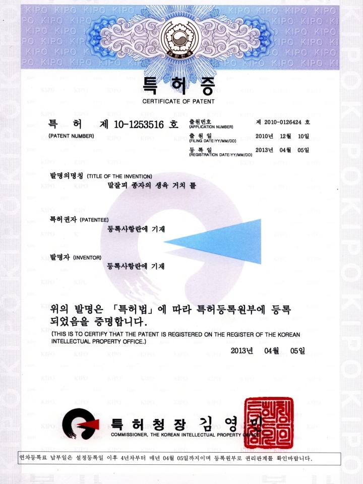 말잘피 종자의 생육 거치 틀